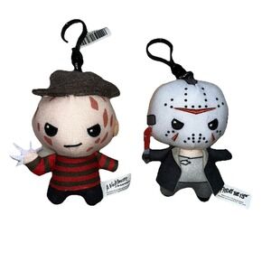 Lot Of 2 Chills & Thrills Plush Bag Clip Freddy Krueger Jason Nightmare Friday